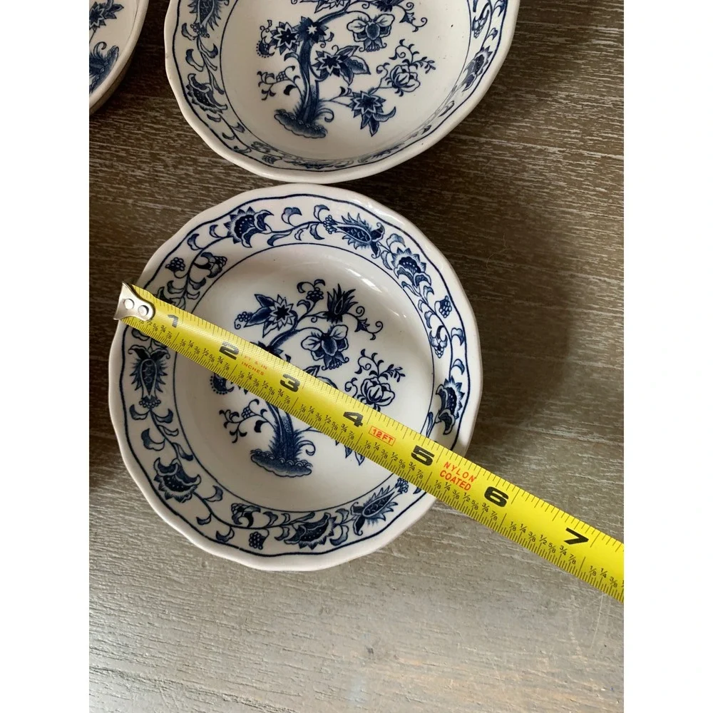 Nikko Double Phoenix Blue Onion Ironstone Fruit‎ Dessert Bowls Set of 5 Japan